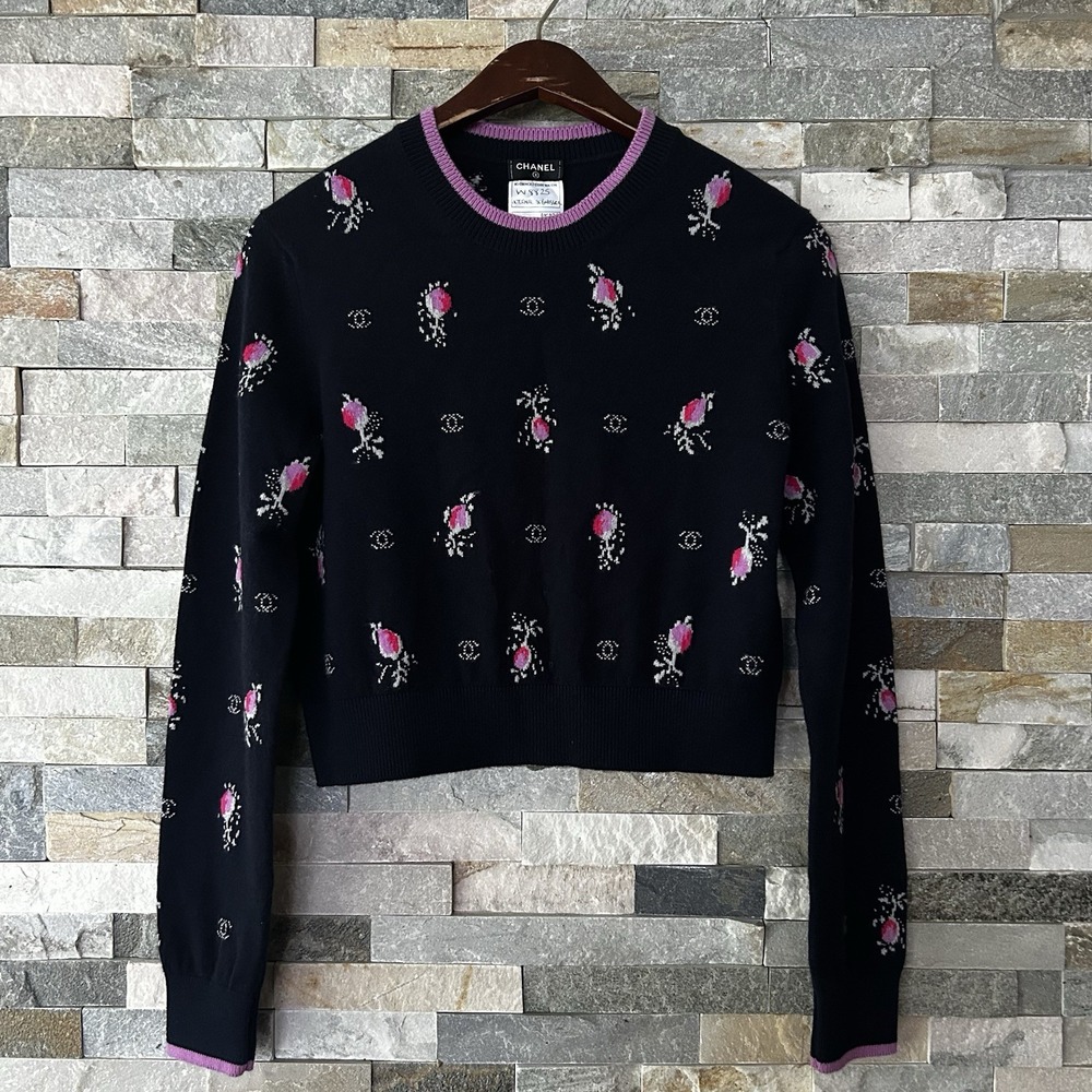 Chanel FW 2022 22k Cashmere Sweater Floral Internal Submission W8825 Small
